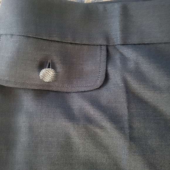 St. John Dark Seaglass Fashion Fit Wool Silk Wide Leg Side Zip Trousers Size 16 - Picture 2 of 10